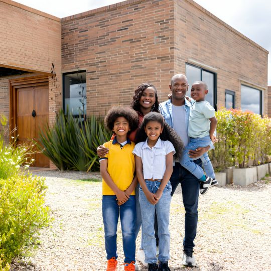 happy family buying new home